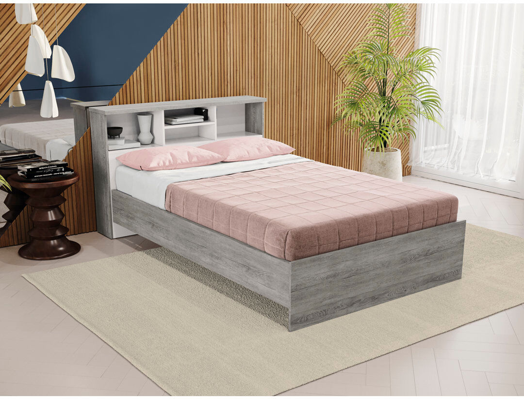 17 Stories Lorrimor Bed White;Gray Small Double (4')