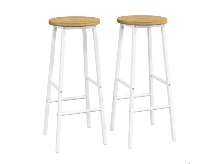 Ensemble bar de cuisine – îlot avec rangement et 2 tabourets – blanc aspect bois