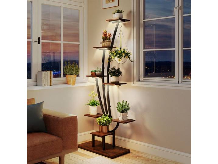 Éclairage adapté étagère à plantes 8 niveaux avec 4 lampes de culture minuterie 3/9/12 h et 10 intensités