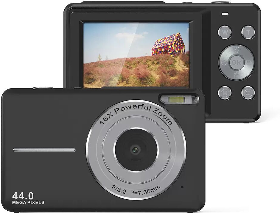 INF Appareil photo 44MP / 1080P / zoom 16x / lumière d'appoint Le noir