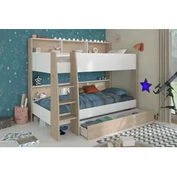 Parisot Etagenbett mit Bettschubkasten "Shelter 12" Jackson-Eiche - Weiß