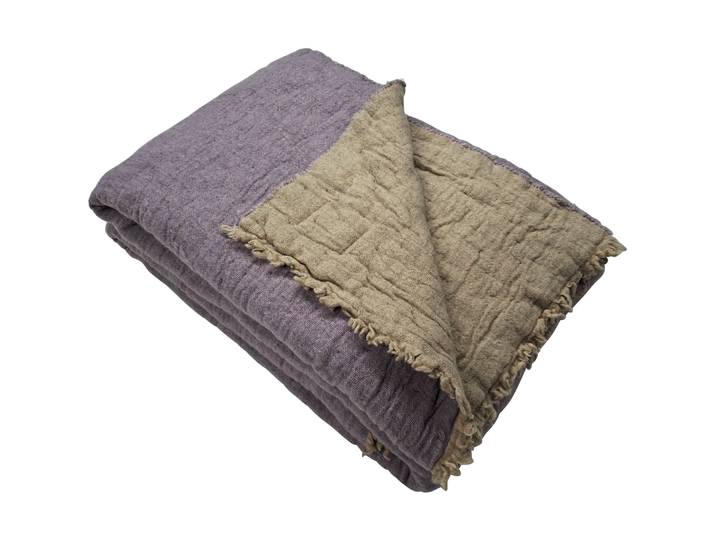 Wohndecke Riviera natur/lila Wolle/Polyester 130 x 180 cm - Wohndecke