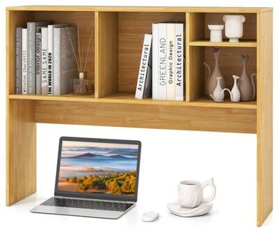 Desktop Bookshelf Countertop Storage Hutch with 4 Shelves for Home
