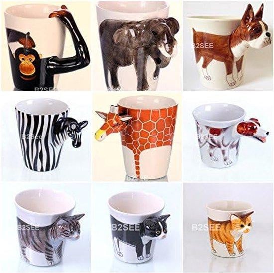 Keramische 3D-mok met dierenmotief, meerkleurig
