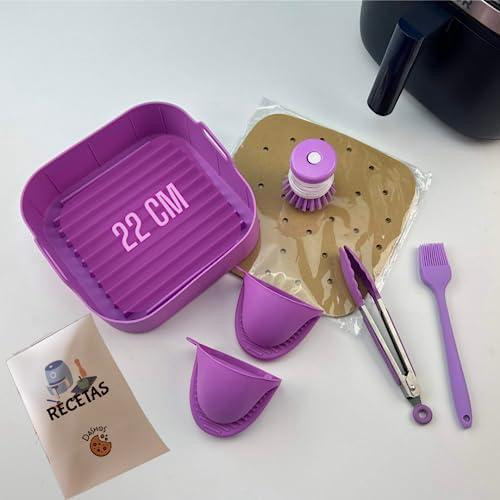 Dripio 7-delige siliconen accessoires set voor heteluchtfriteuse, BPA-vrij, diameter: 22 cm