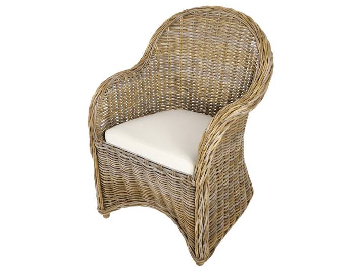 Kobolo Rattanstuhl BOSTON NEW Sessel aus Rattan grau (kubu grey)