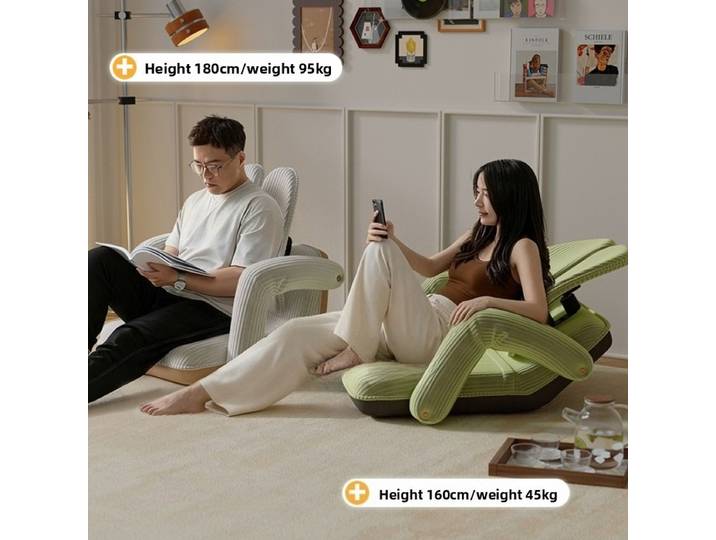 Fauteuil de détente pliant pour balcon, avec dossier réglable, coussin et fonction lit tatami, fauteuil double avec accoudoirs, pour la maison