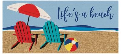 Evergreen "Life's a beach Flocked Coir Sassafras Switch Door Mat - 22"" x 10"""