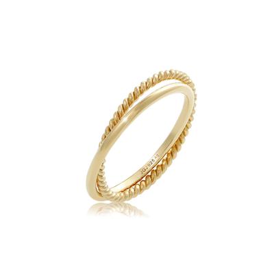 Fingerring ELLI "Wickelring Klassik Fein Gedreht Schmuck Geschenk 925 Silber" Gr. 54, gold, Fingerringe, Damen, 54mm, ohne Stein, Silber 925 (Sterlingsilber), Fingerring