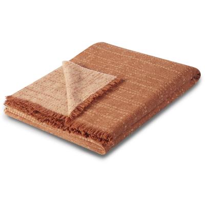 Plaid BIEDERLACK "Nore", orange (terrakotta), B:130cm L:170cm, Baumwolle, Polyacryl, Polyamid, Wolle, Wohndecken, mit kurzer Franse