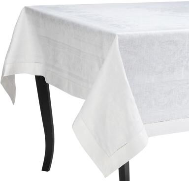 "French Home Linen 71"" x 104"" Arboretum Tablecloth - White"