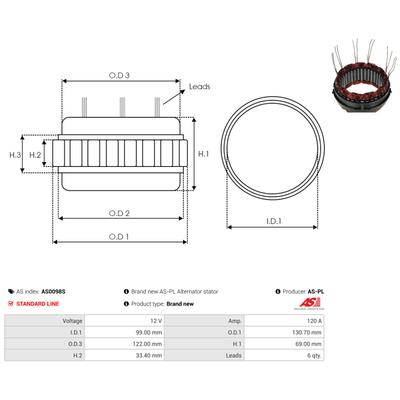 AS-PL Stator, Generator as0098s