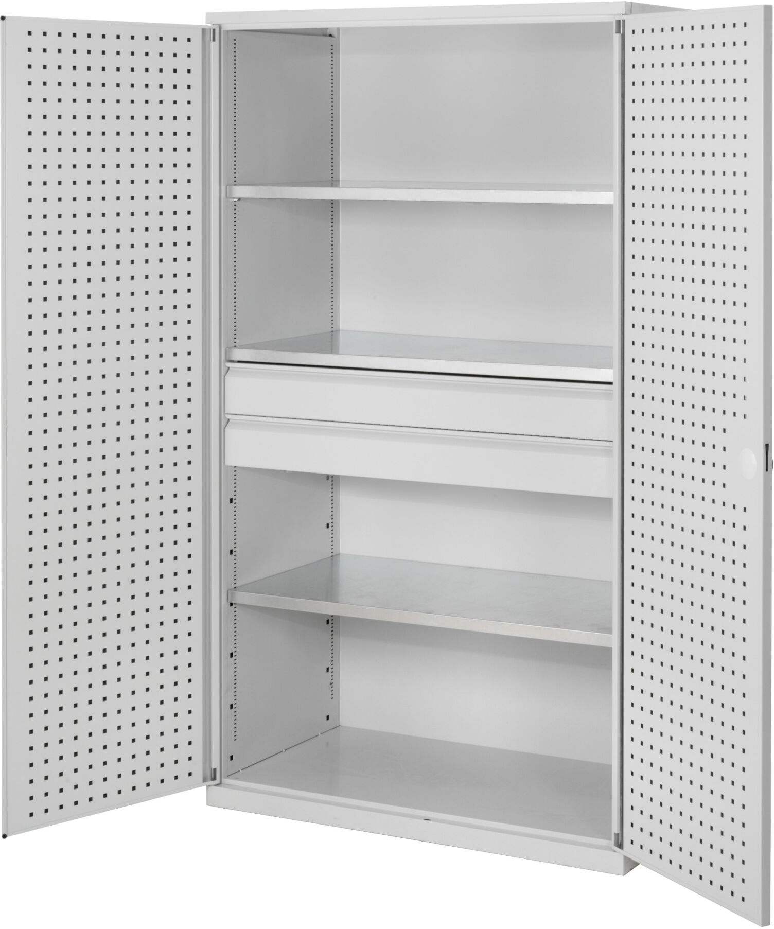 Kappes Großvolumenschrank RasterPlan RAL 7035 Tür innen Lochplatten Ausstattung 3 (1785.04.3013)
