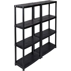 Kreher Set: 2 x KREHER Haushaltsregal 12" mit vier geschlossenen Böden in Schwarz