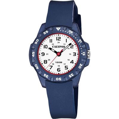 Quarzuhr CALYPSO WATCHES "Junior Collection", blau (dunkelblau), Armbanduhren, Kinder, Quarzuhr, Armbanduhr, Kinderuhr, bis 10 bar wasserdicht, ideal als Geschenk
