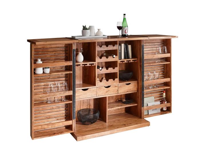 Landscape Bar, Akazie, Holz, Akazie, massiv, 3 Schublade(n) Schubladen, 100x117x50 cm, Esszimmer, Barmöbel, Barschränke & Theken