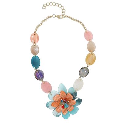 Kette mit Anhänger "Floralis", Damen, Gr. onesize, Acryl, bunt (multi), COLLEZIONE ALESSANDRO, Basic, Halsketten, Statement Blumen Schmuck