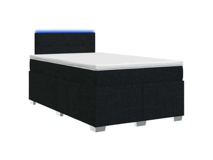 RJPLMFV Boxspringbett mit Matratze, Schwarz, 120 x 190 cm Holzrahmen, verstellbarer Kopf, integrierte LED, Taschenfedern, einfache Reinigung