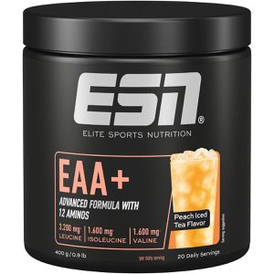 ESN Aminosäuren EAA+, Getränkepulver Peach Iced Tea, alle essentiele Aminosäuren + Leucin & Vitamin B6, 400 g