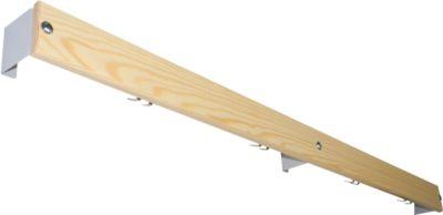 Hakenleiste für Umkleidebank-System, 1500 mm lang, Holz, lichtgrau