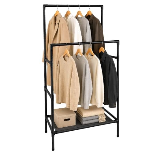Relaxdays Kledingrek met continue lineaire rail, zwart mat