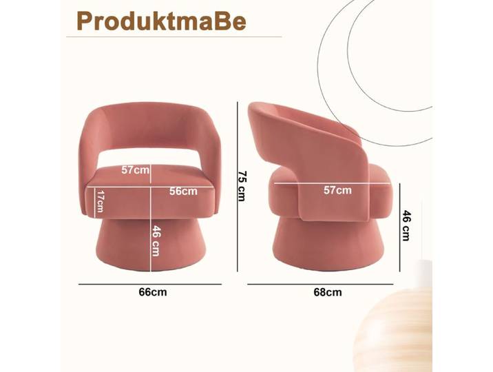 Fauteuil pivotant - ZEVKOR - Modèle rotatif 360° - Chenille rose - Assise rembourrée - Piètement métal