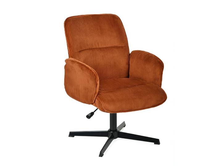 Chaise de bureau pivotante réglable 360° en velours côtelé rouge