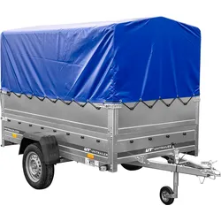 PKW-Anhänger 230x125 UNITRAILER GARDEN 230 FD mit BIS-Bordwänden, H-800-Gestell und blauer Plane