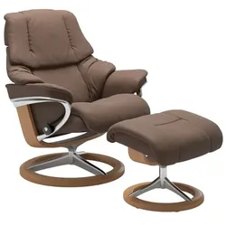 Stressless Sessel mit Hocker Reno Signature Leder Braun Batick Mole M (Medium)