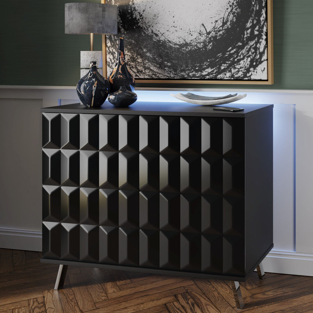 Frank Olsen ELEVATE Tall 2 Door Sideboard Black 87cm H X 100.7cm W X 40cm D