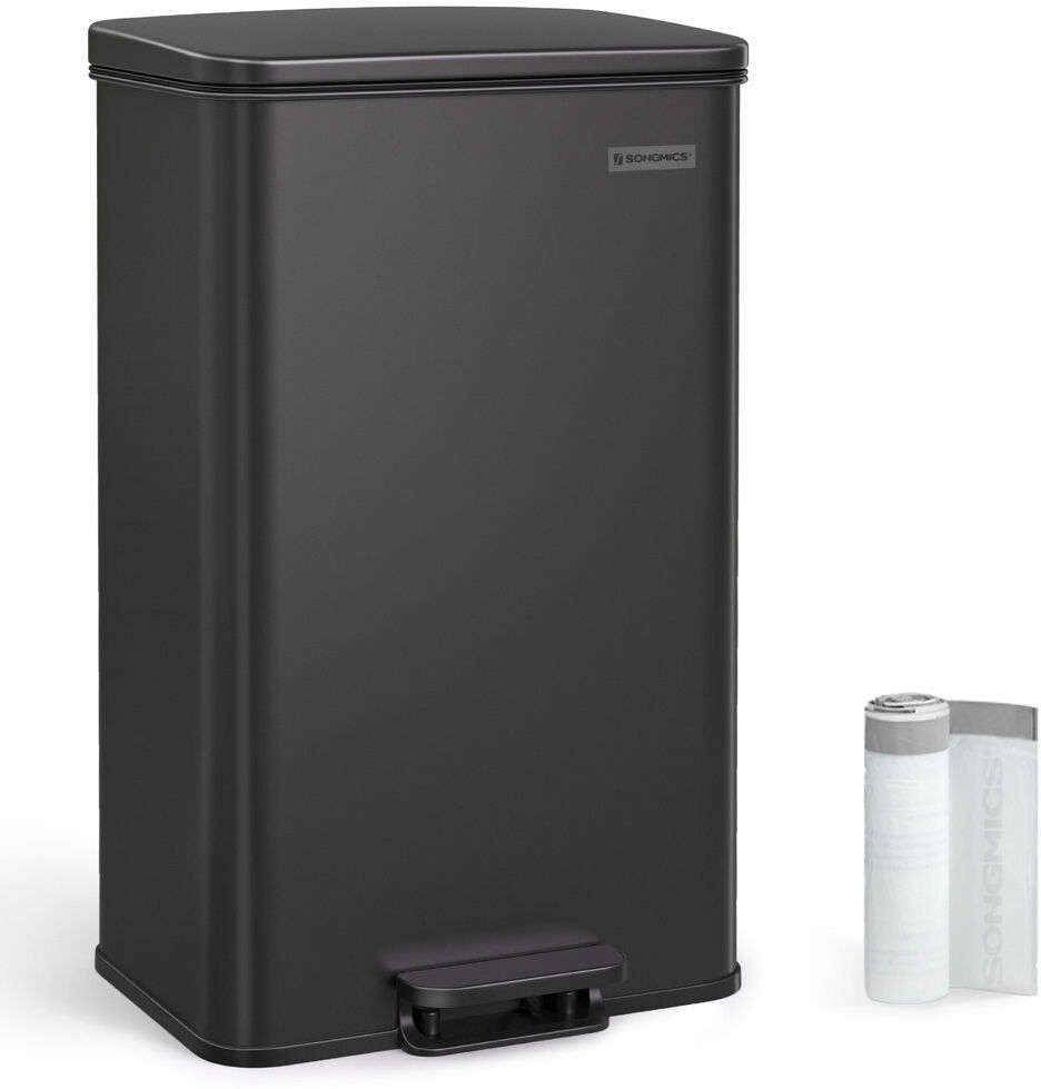 17 Stories Rashan Steel Step On and Odour Seal Kitchen Rubbish Bin Black 40L