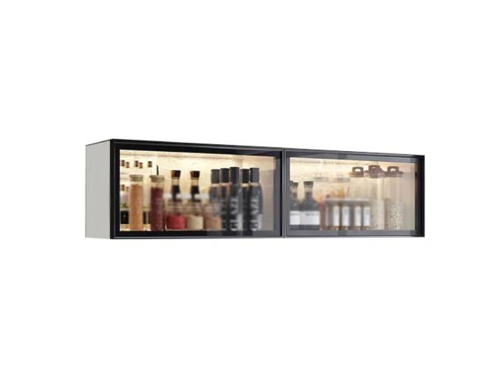 Wandschrank Küche 50x32x19cm, Glastür Mit Induktionslicht Bohrerfreier Robuste Konstruktion, integriertes Induktionslicht, bohrerfreie Montage, elegante Glasfront(White-a,120x32x19cm)