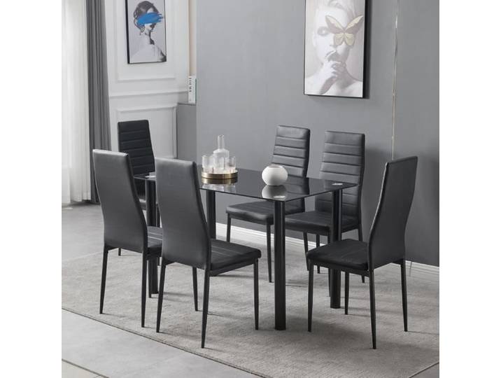 Lot de 6 chaises AKALNNY - Noir - Style contemporain - Pour salle à manger et cuisine