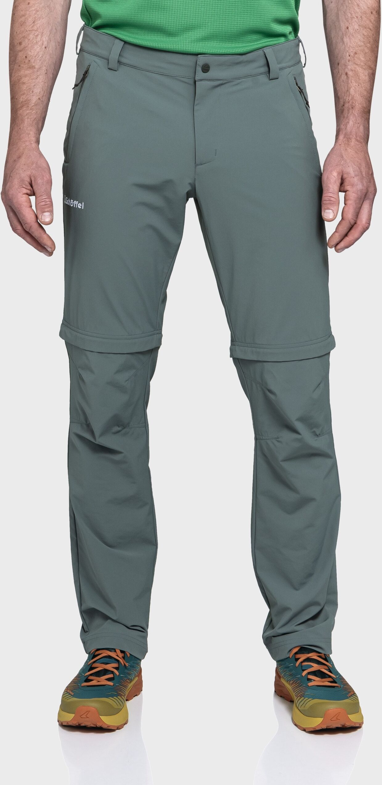 Zip-away-Hose SCHÖFFEL "Pants Folkstone Zip Off", Herren, Gr. 50, Normalgrössen, grau (9405, grau), Oberstoff: 89% Nylon, 11% Elasthan, Hosen Zip-away-Hose 9405, grau 50, Normalgrössen
