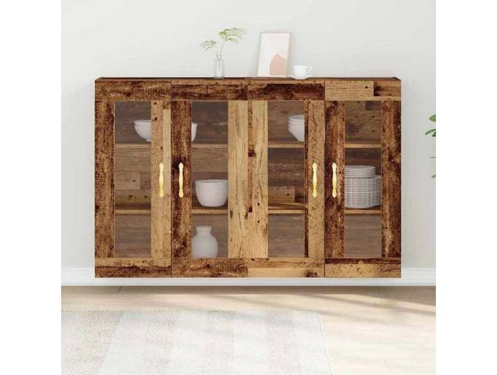 Marron Commode Salon CHIC Cabinets muraux 2 pcs Enfilade rangement Bois Ancien 69 5x34x90 cm N10126