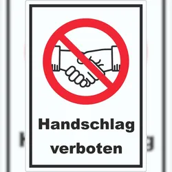 HB-Druck Handschlag verboten Aufkleber kein Händeschütteln Symbol und Text Aufkleber A3 (297x420mm)
