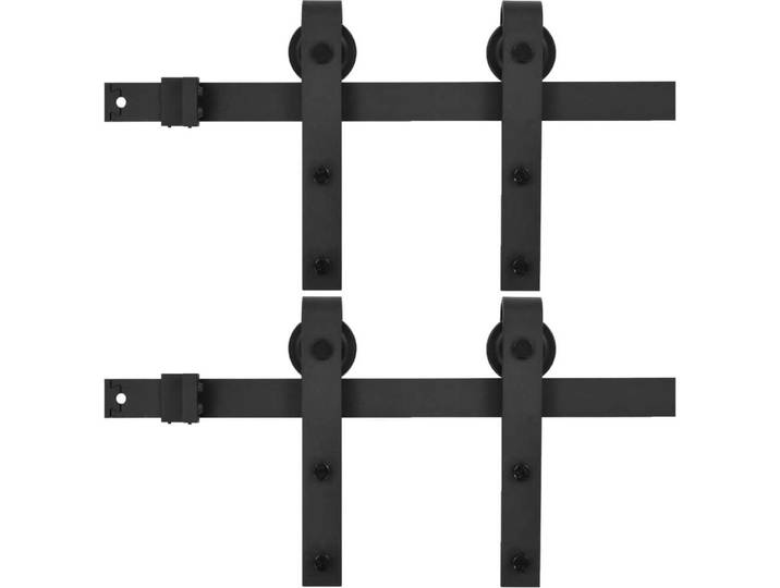 vidaXL Jeux de ferrures pour portes coulissantes 2 pcs. 200 cm acier noir