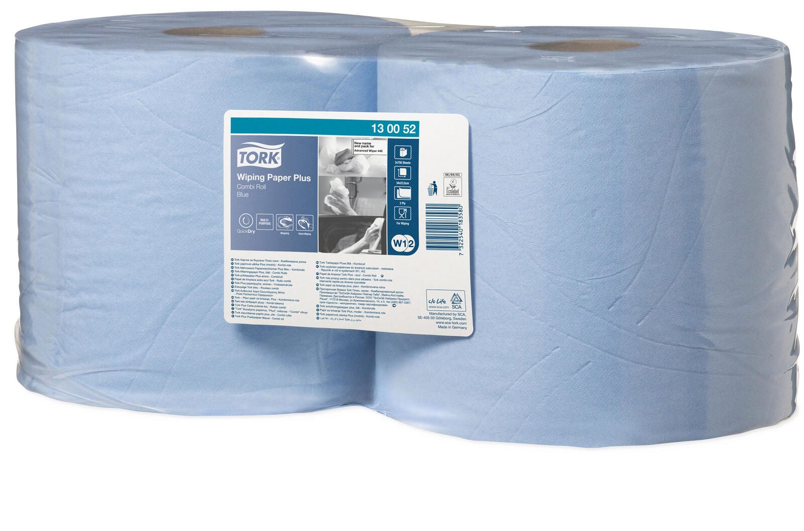 TORK Putztuchrollen 2-lagig blau 130052