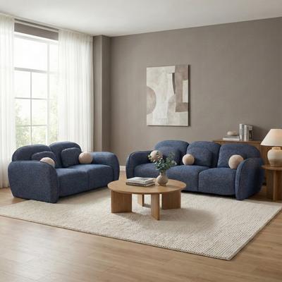 Furniture of America Isren Modern 2-Piece Chenille Sofa Set with Pillows