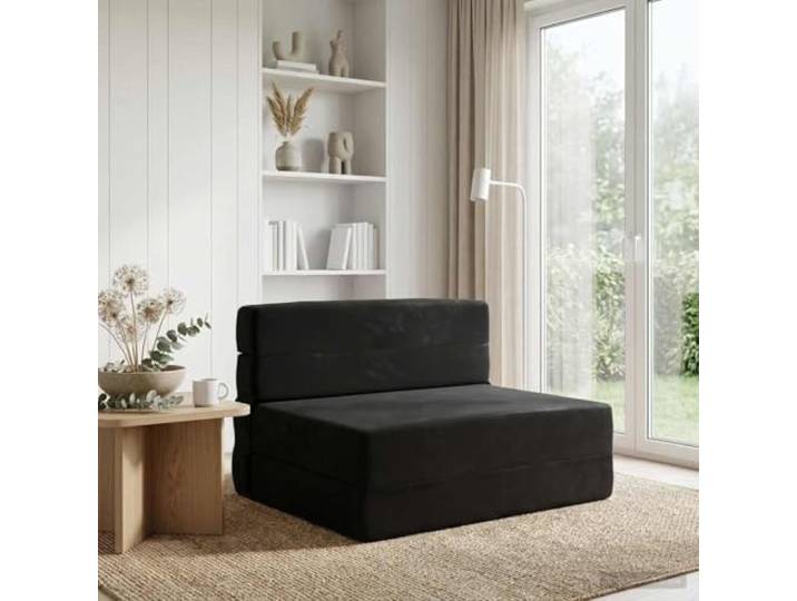 pokgdf Klappsofa Bett Schwarz 100 x 80 x 60 cm Stoff 100% Polyester, Atmungsaktiv, Waschbarer Bezug, 2-in-1 Design, Platzsparend