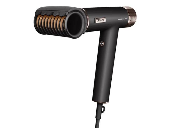 Shark SpeedStyle Pro haardroger, haardroger met hoge prestatie en snelheid voor elk haartype met Scalp Shield-technologie, 5 opzetstukken, lichtgewicht, ionisch, geen hitteschade, etui, zwart HD752EU
