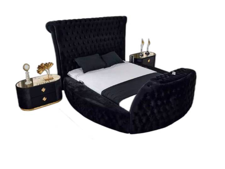 Xlmoebel Bett Schwarzes Chesterfield Doppelbett mit gepolsterter Oberfläche (Bett, 1-tlg., Bett), Hergestellt in Europa