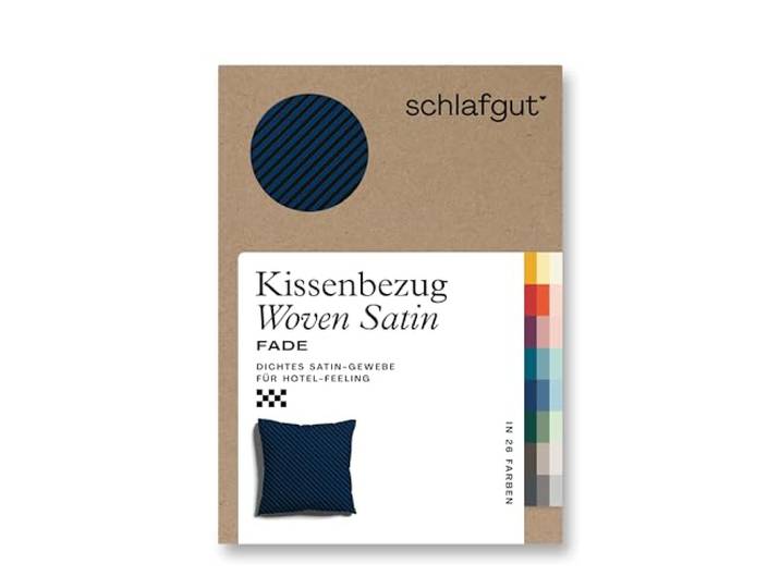 schlafgut Woven Fade Satin Kissenbezug 40x40 cm gestreift, Blue Fade