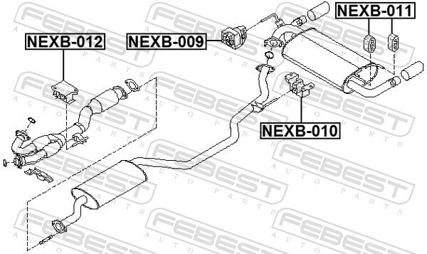 Febest Montagesatz, Abgasanlage Nexb-009 Hinten Für Nissan