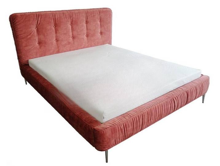 JVmoebel Polsterbett Elegantes Polsterbett aus Holz und Leder in zartem Rosa (Bett), Made in Europa