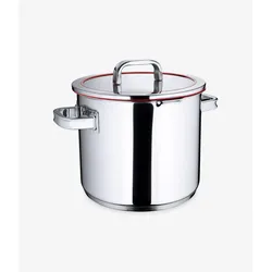 WMF Kochtopf Gemüse- Suppentopf Induktion gross 20cm 5,3l Funtion4 Edelstahl 18/10, Pfanne + Kochtopf, Rot, Silber