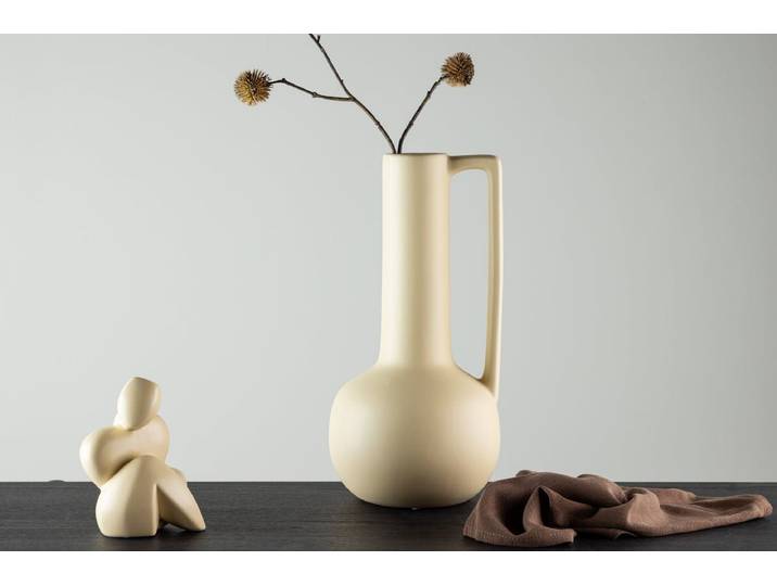 Vase „Solera“ – Gelb oder Schwarz, Steinzeug - Gelb - Luxusbetten24