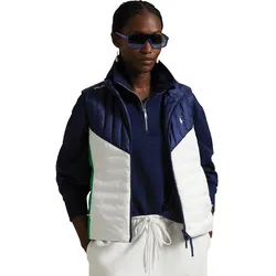 RALPH LAUREN Weste Woven Full, weiß/navy/grün
