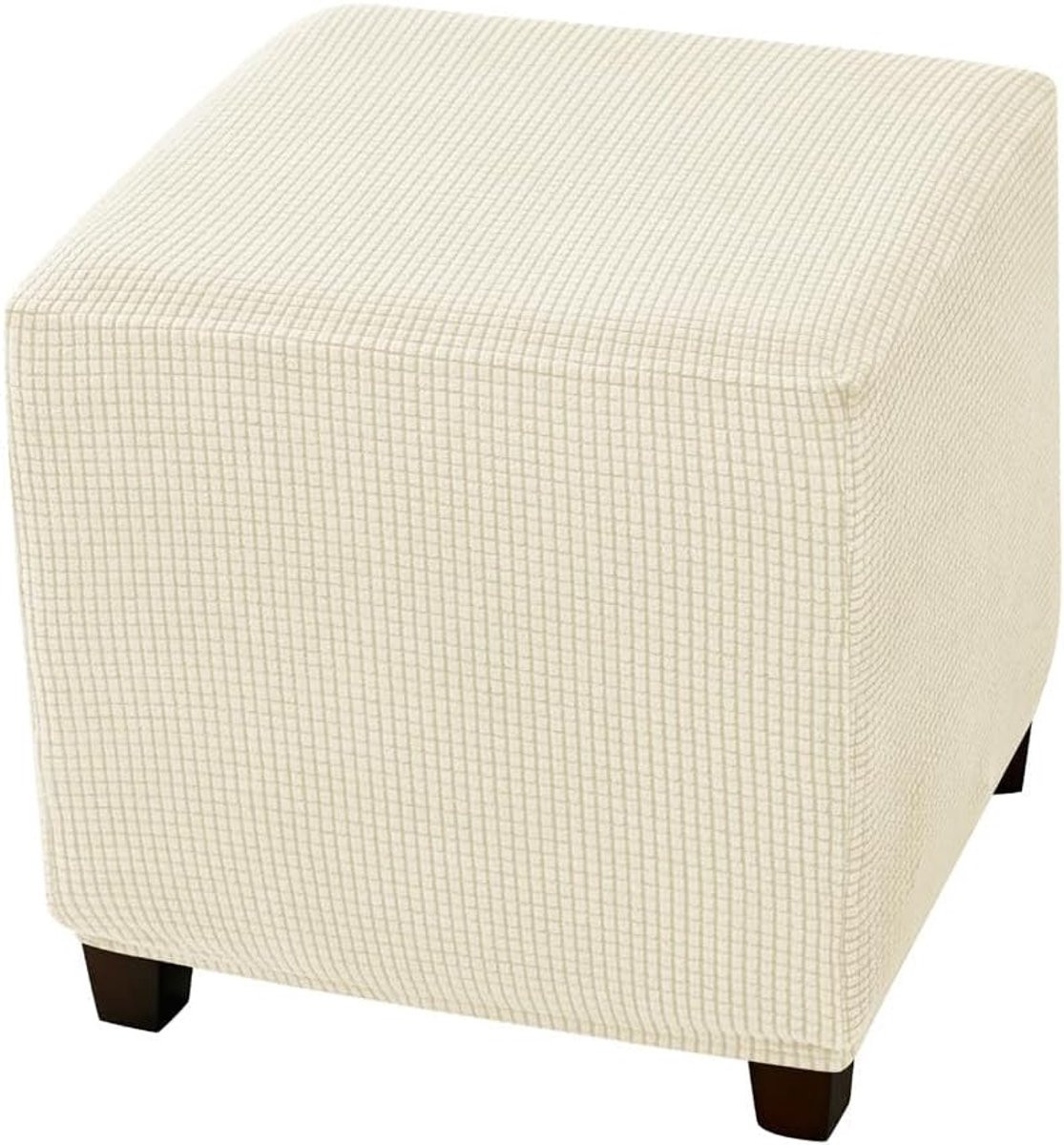 Beige elastische jacquard vierkante voetenbankhoes met opbergruimte