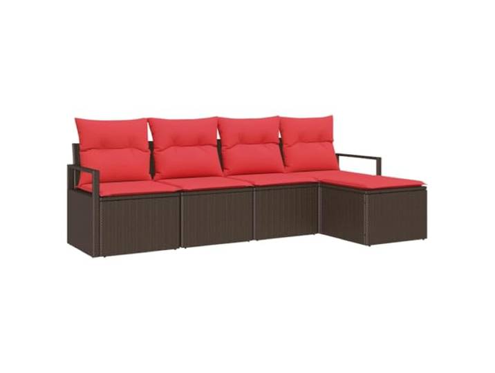 Makastle Sofa-Set mit Kissen, Braun, Poly Rattan, 55 x 62 x 69 cm, 37,7 kg, Modular, Montage erforderlich